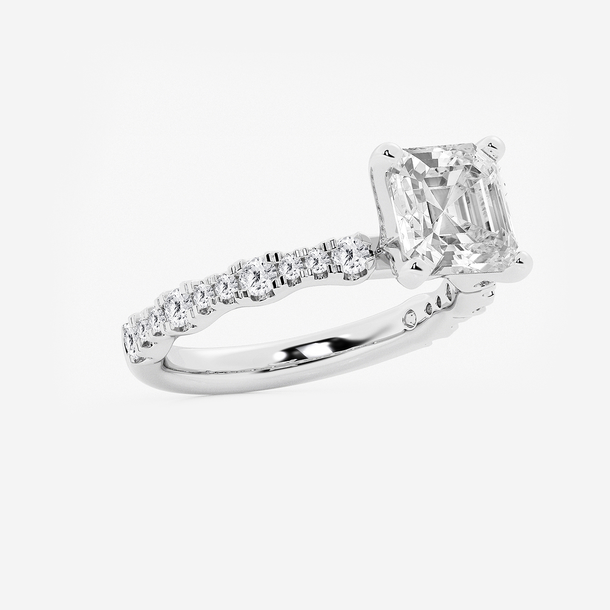 Additional Image 1 for  3 1/2 ctw Asscher Lab Grown Diamond Station Engagement Ring