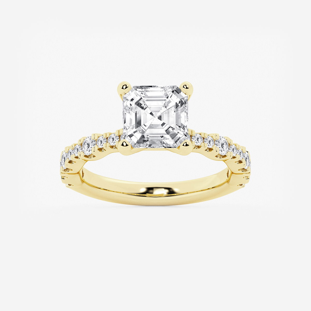 3 1/2 ctw Asscher Lab Grown Diamond Station Engagement Ring