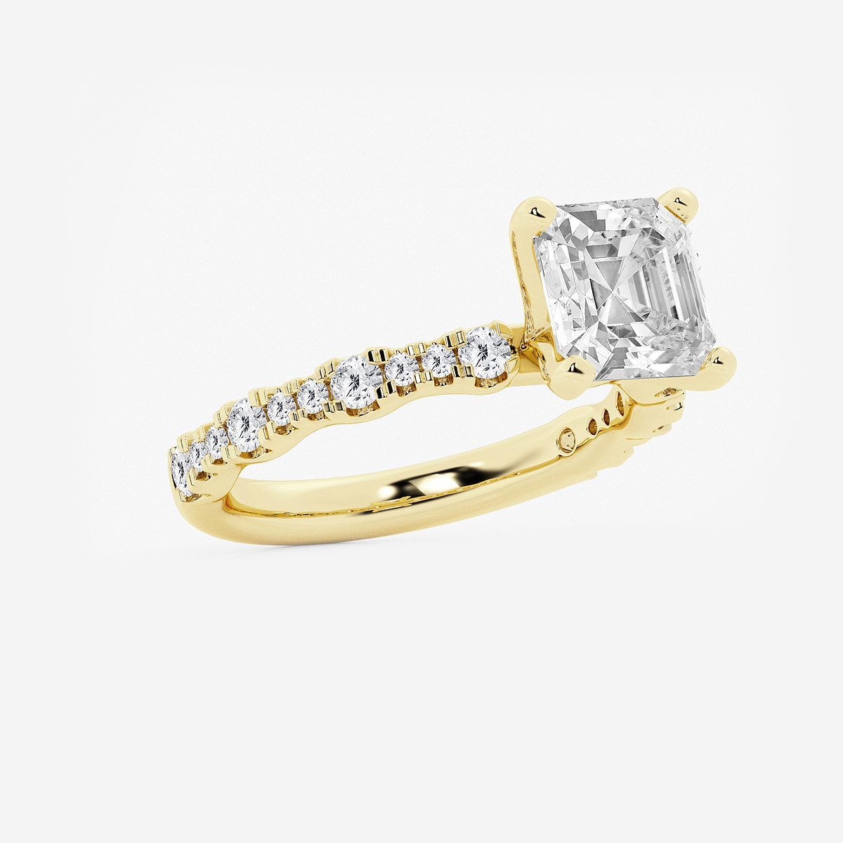 Additional Image 1 for  3 1/2 ctw Asscher Lab Grown Diamond Station Engagement Ring