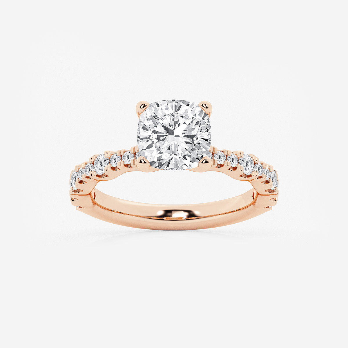 3 ctw Cushion Lab Grown Diamond Station Engagement Ring