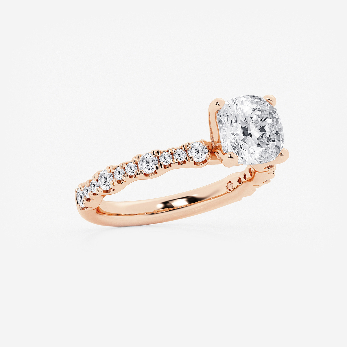 Additional Image 1 for  3 ctw Cushion Lab Grown Diamond Station Engagement Ring
