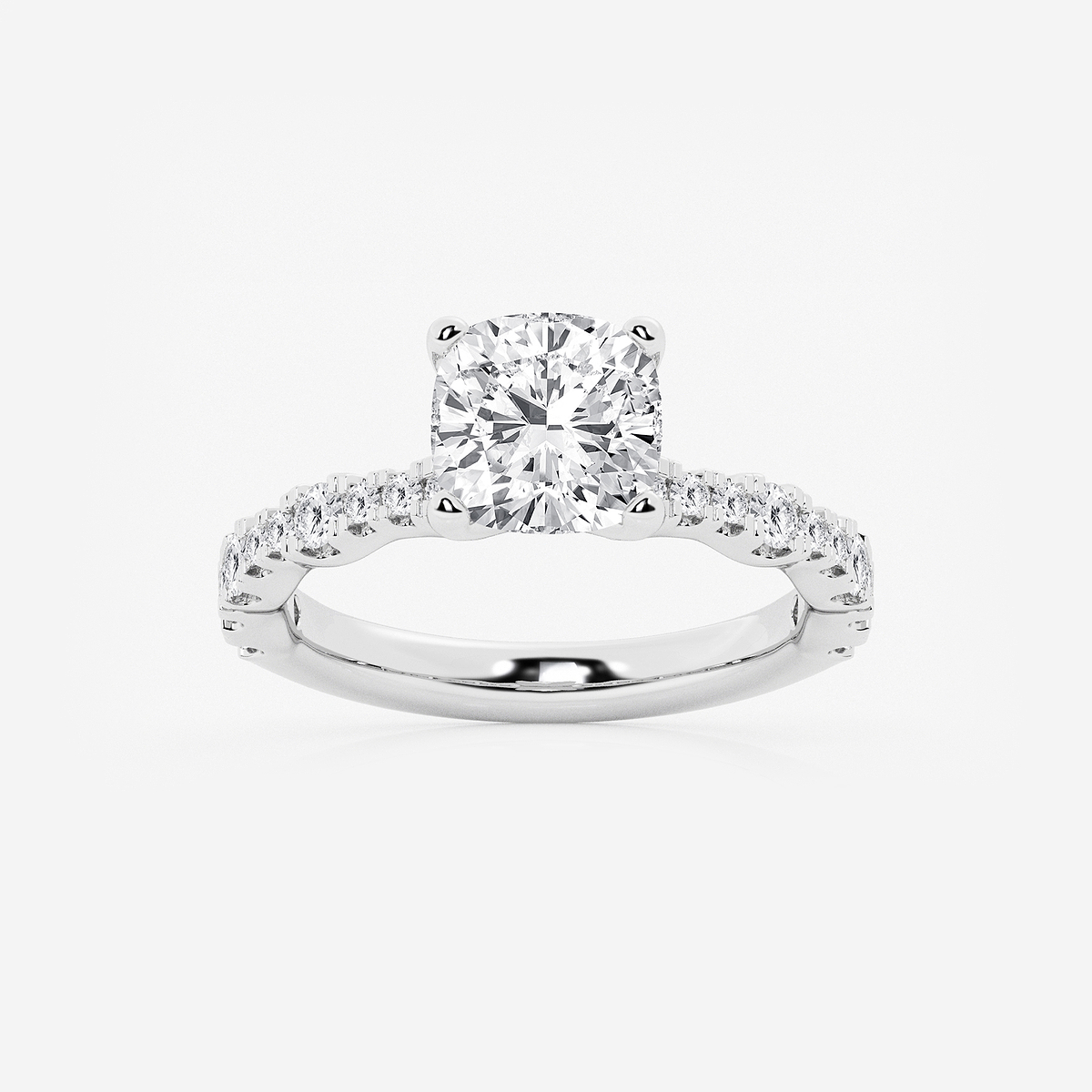 3 ctw Cushion Lab Grown Diamond Station Engagement Ring