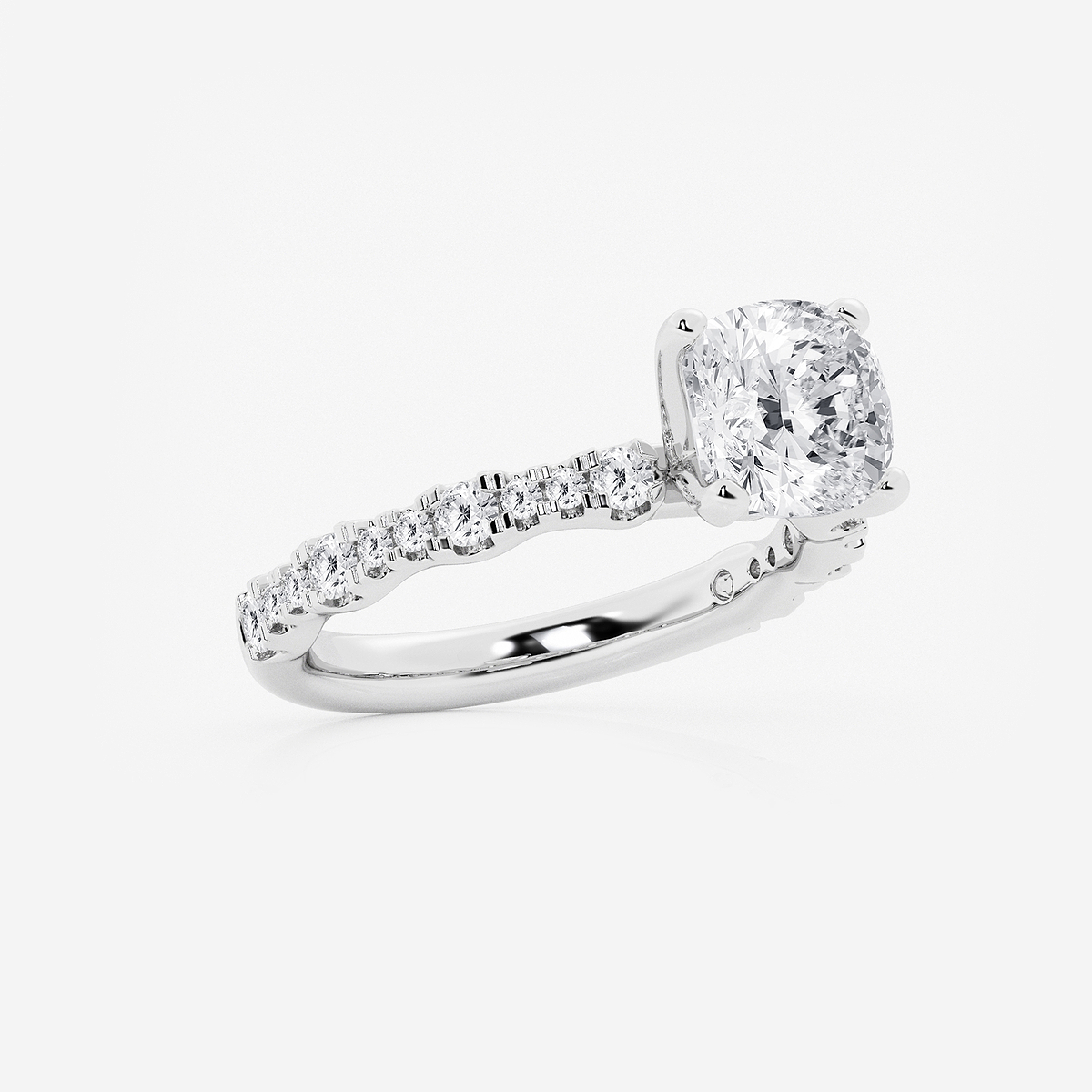 Additional Image 1 for  3 ctw Cushion Lab Grown Diamond Station Engagement Ring