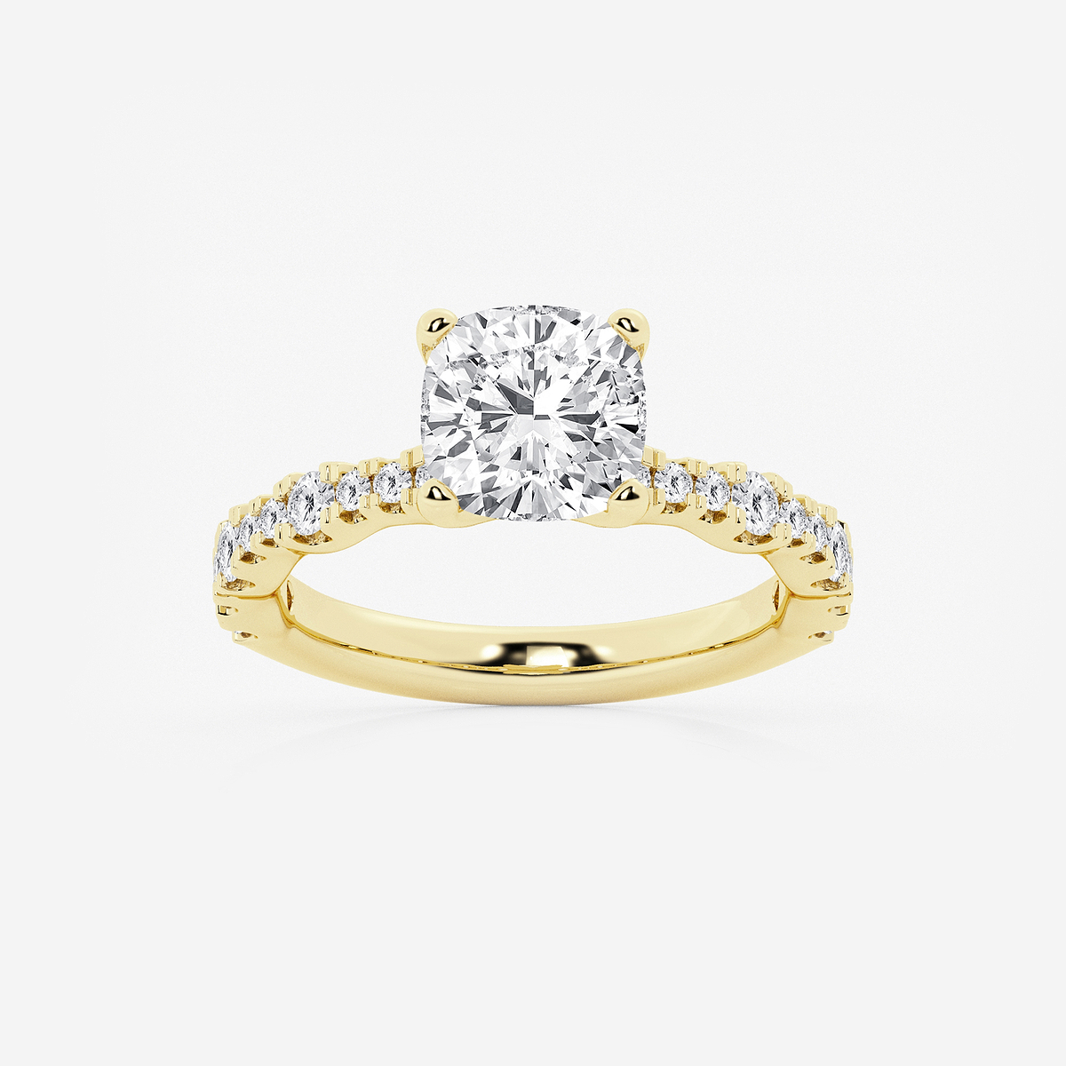 3 ctw Cushion Lab Grown Diamond Station Engagement Ring