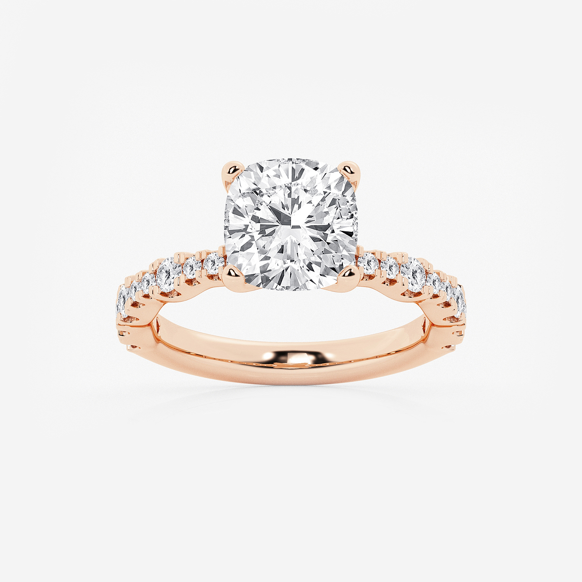 3 1/2 ctw Cushion Lab Grown Diamond Station Engagement Ring