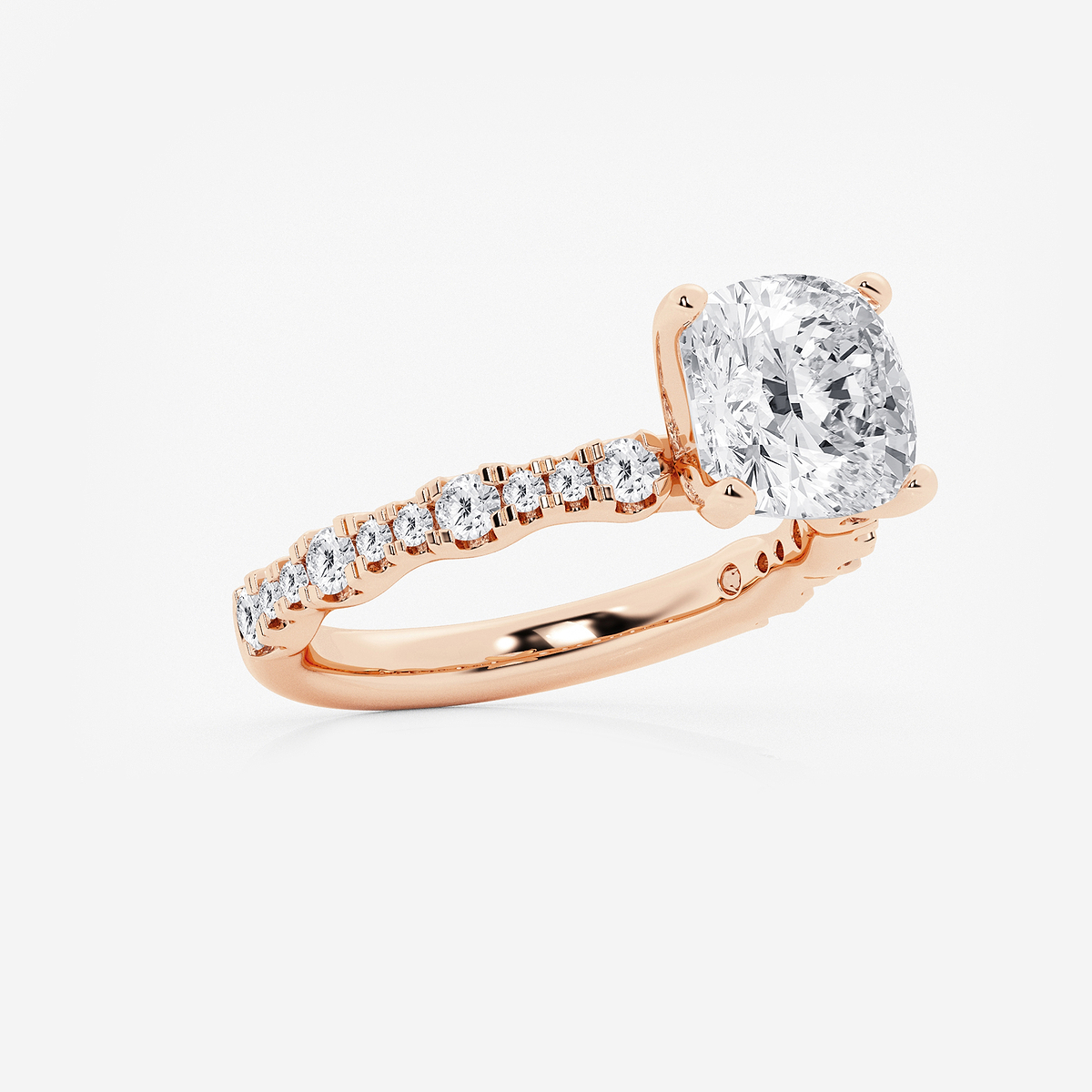 Additional Image 1 for  3 1/2 ctw Cushion Lab Grown Diamond Station Engagement Ring