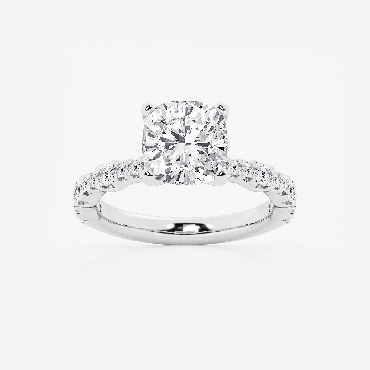 3 1/2 ctw Cushion Lab Grown Diamond Station Engagement Ring