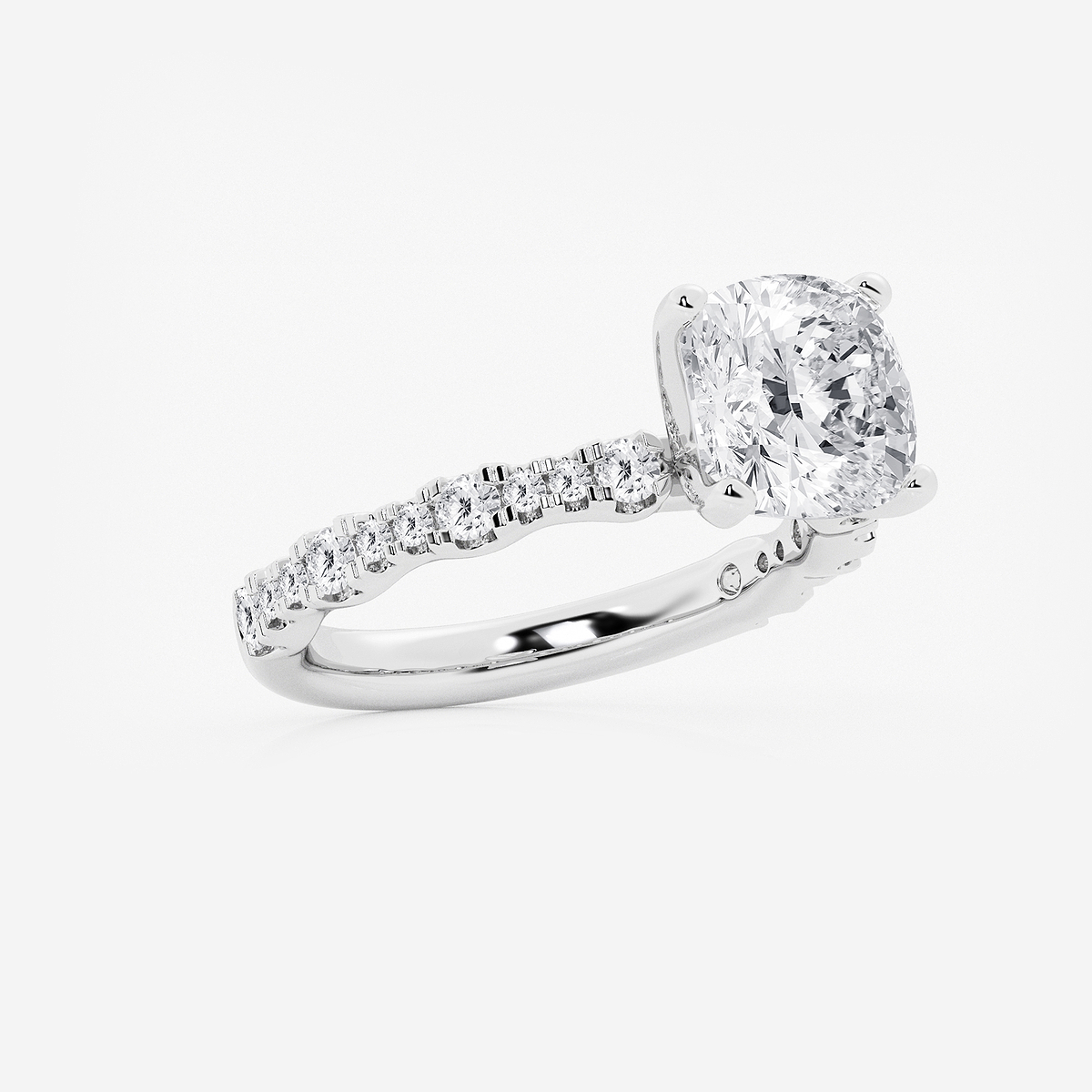 Additional Image 1 for  3 1/2 ctw Cushion Lab Grown Diamond Station Engagement Ring
