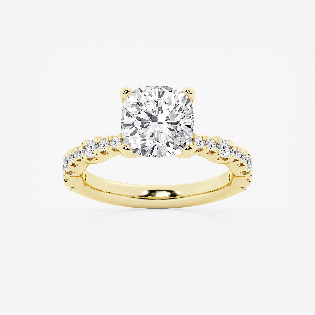 3 1/2 ctw Cushion Lab Grown Diamond Station Engagement Ring