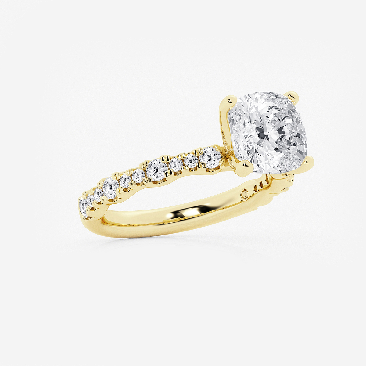 Additional Image 1 for  3 1/2 ctw Cushion Lab Grown Diamond Station Engagement Ring