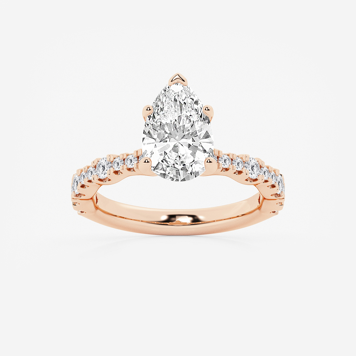 3 ctw Pear Lab Grown Diamond Station Engagement Ring
