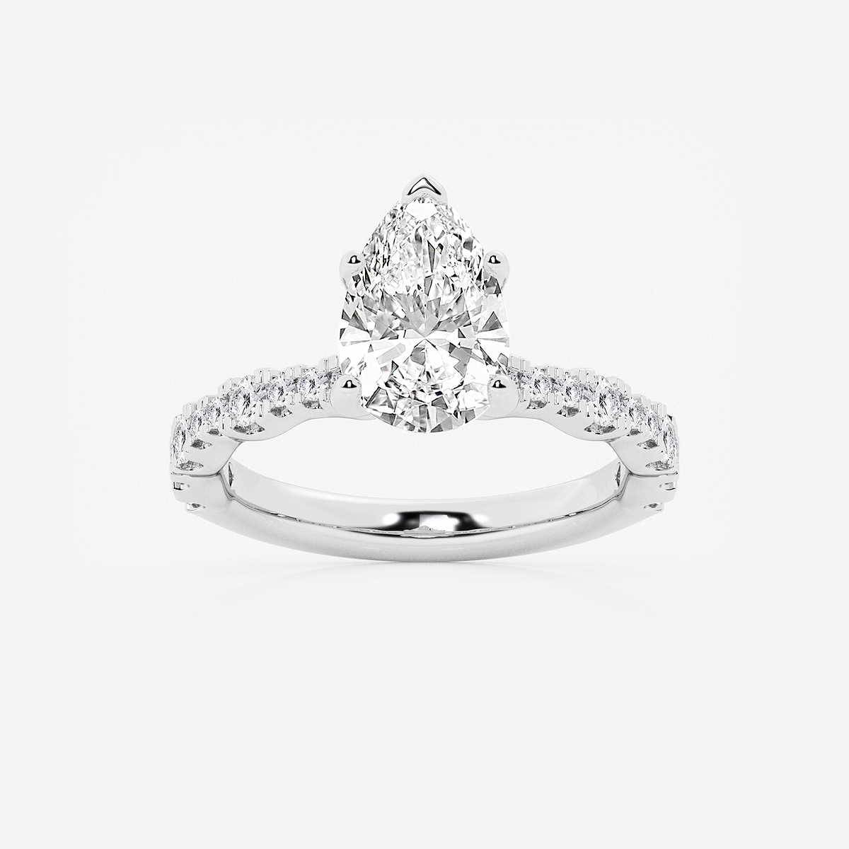 3 ctw Pear Lab Grown Diamond Station Engagement Ring
