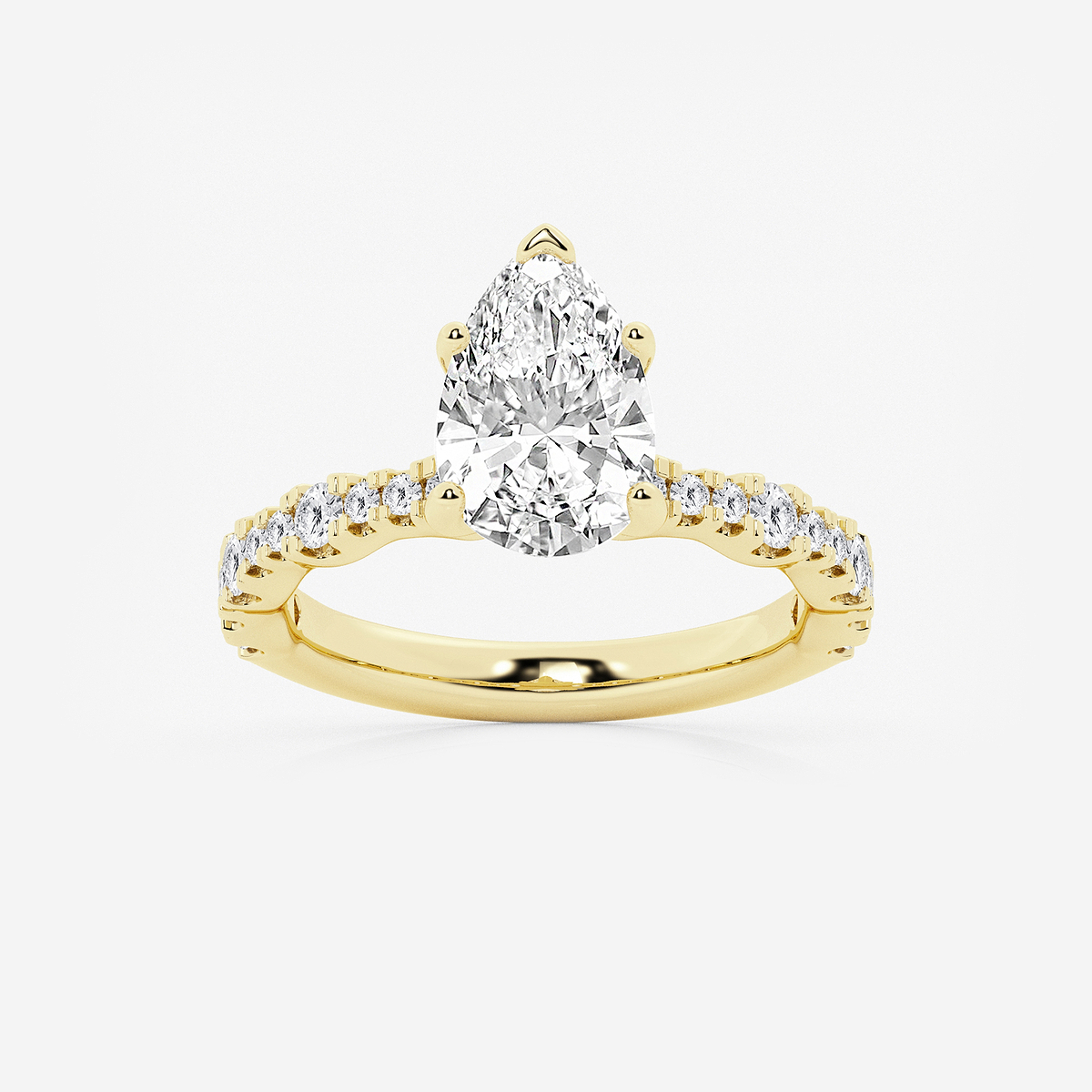 3 ctw Pear Lab Grown Diamond Station Engagement Ring