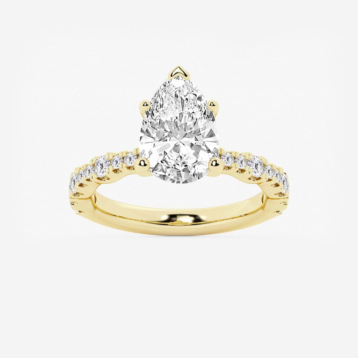 3 1/2 ctw Pear Lab Grown Diamond Station Engagement Ring 14K Yellow Gold, D, VVS