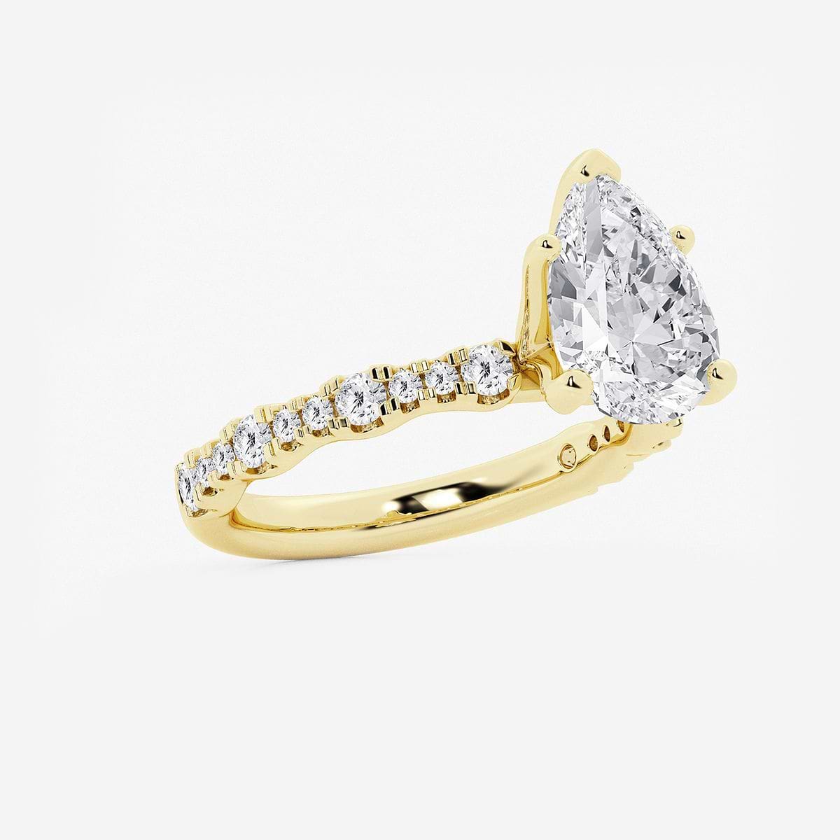 3 1/2 ctw Pear Lab Grown Diamond Station Engagement Ring 14K Yellow Gold, D, VVS
