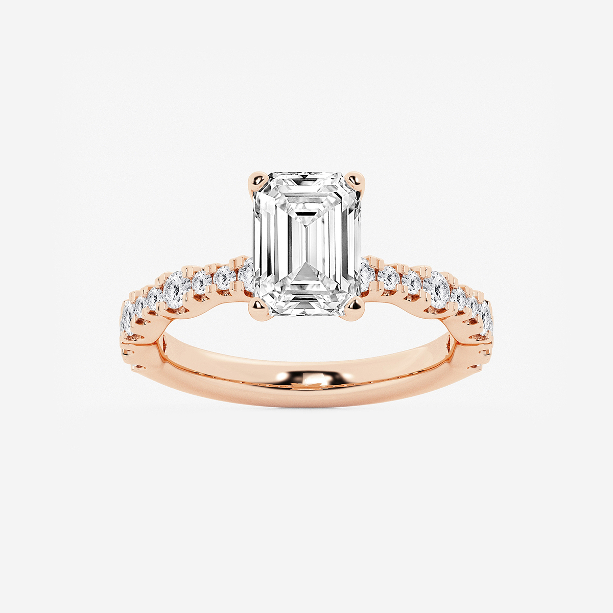 3 ctw Emerald Lab Grown Diamond Station Engagement Ring