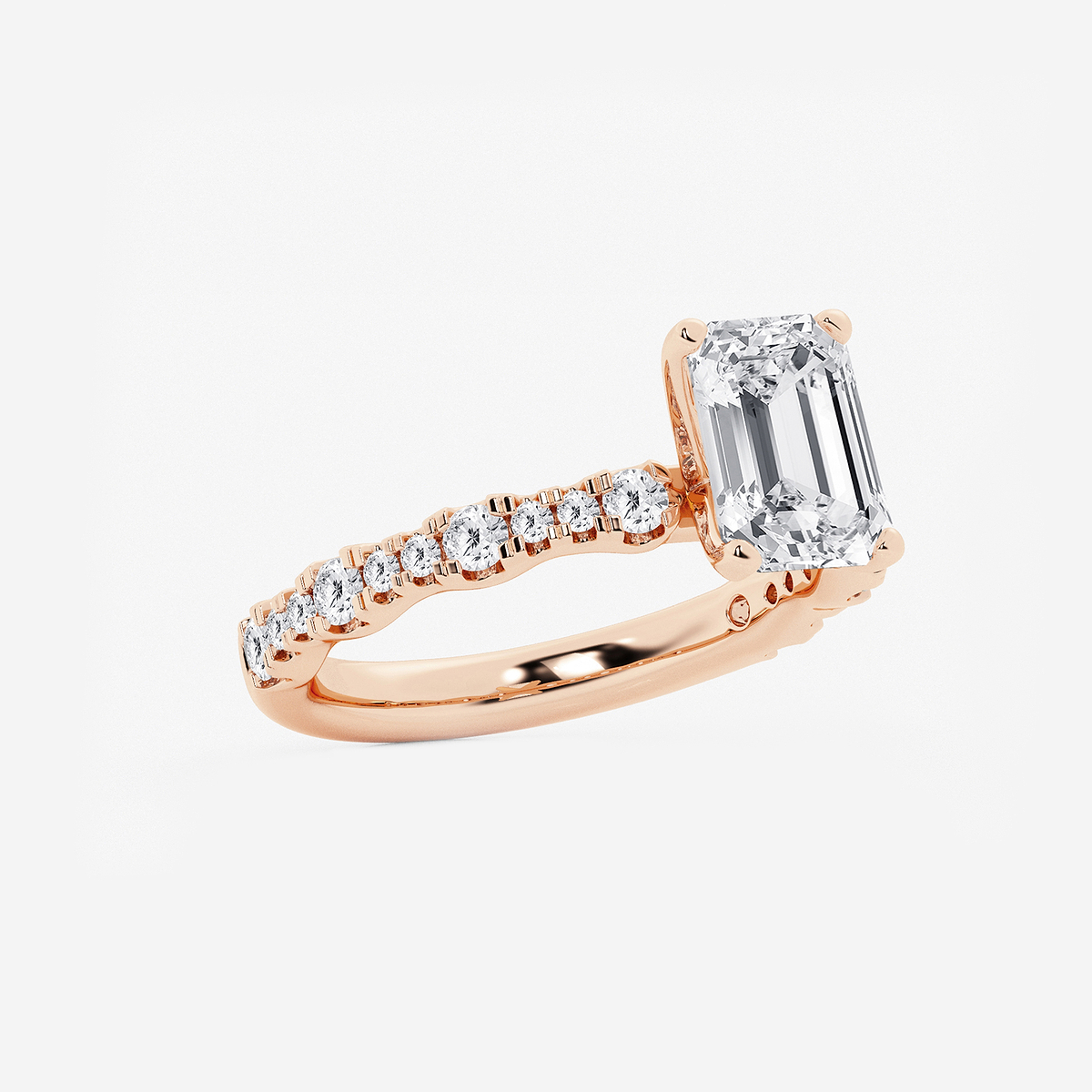 Additional Image 1 for  3 ctw Emerald Lab Grown Diamond Station Engagement Ring