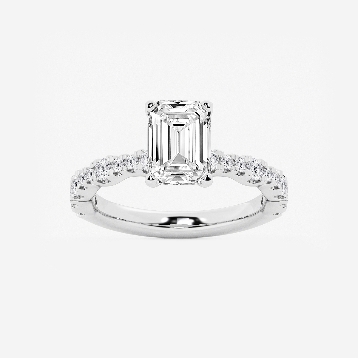 3 ctw Emerald Lab Grown Diamond Station Engagement Ring