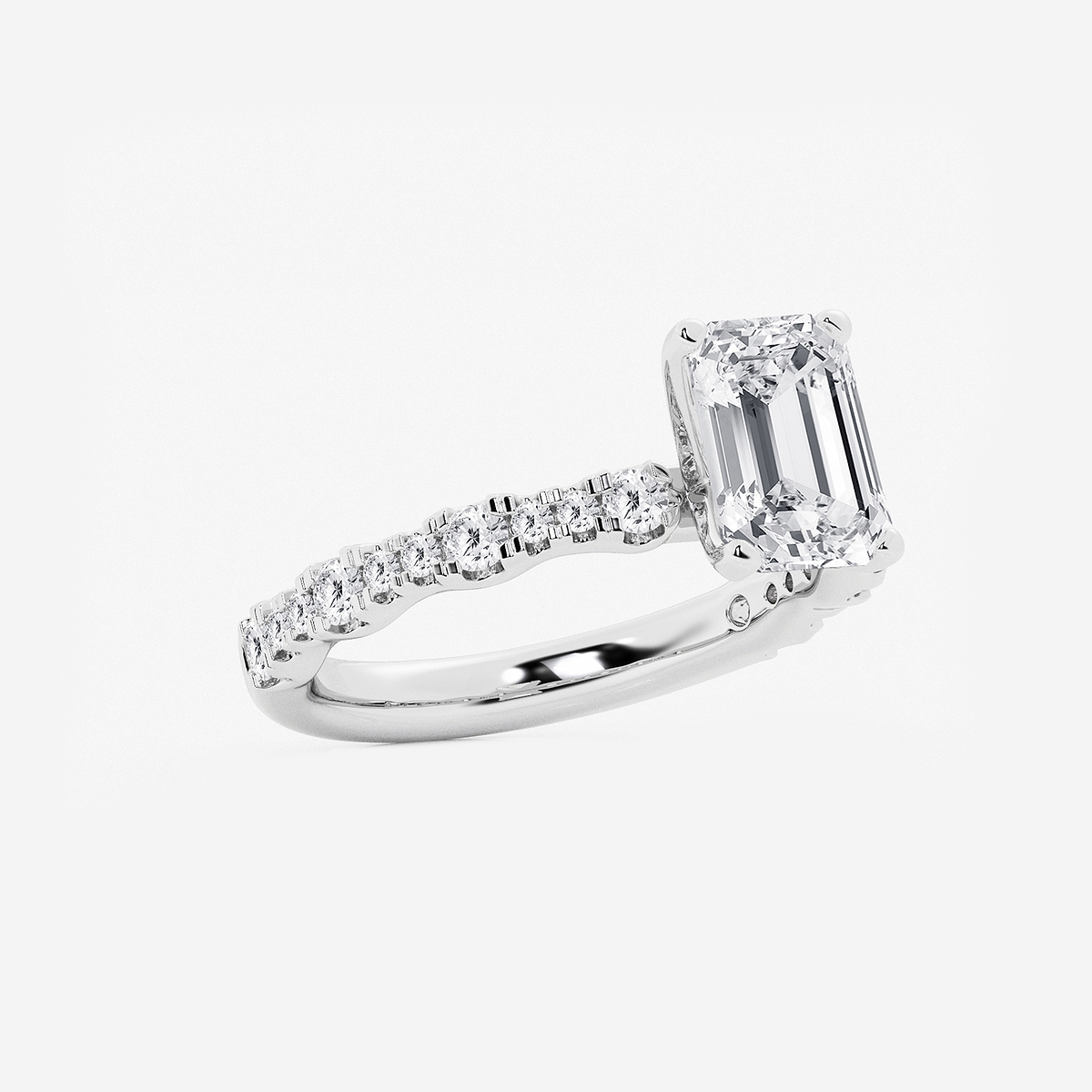 Additional Image 1 for  3 ctw Emerald Lab Grown Diamond Station Engagement Ring