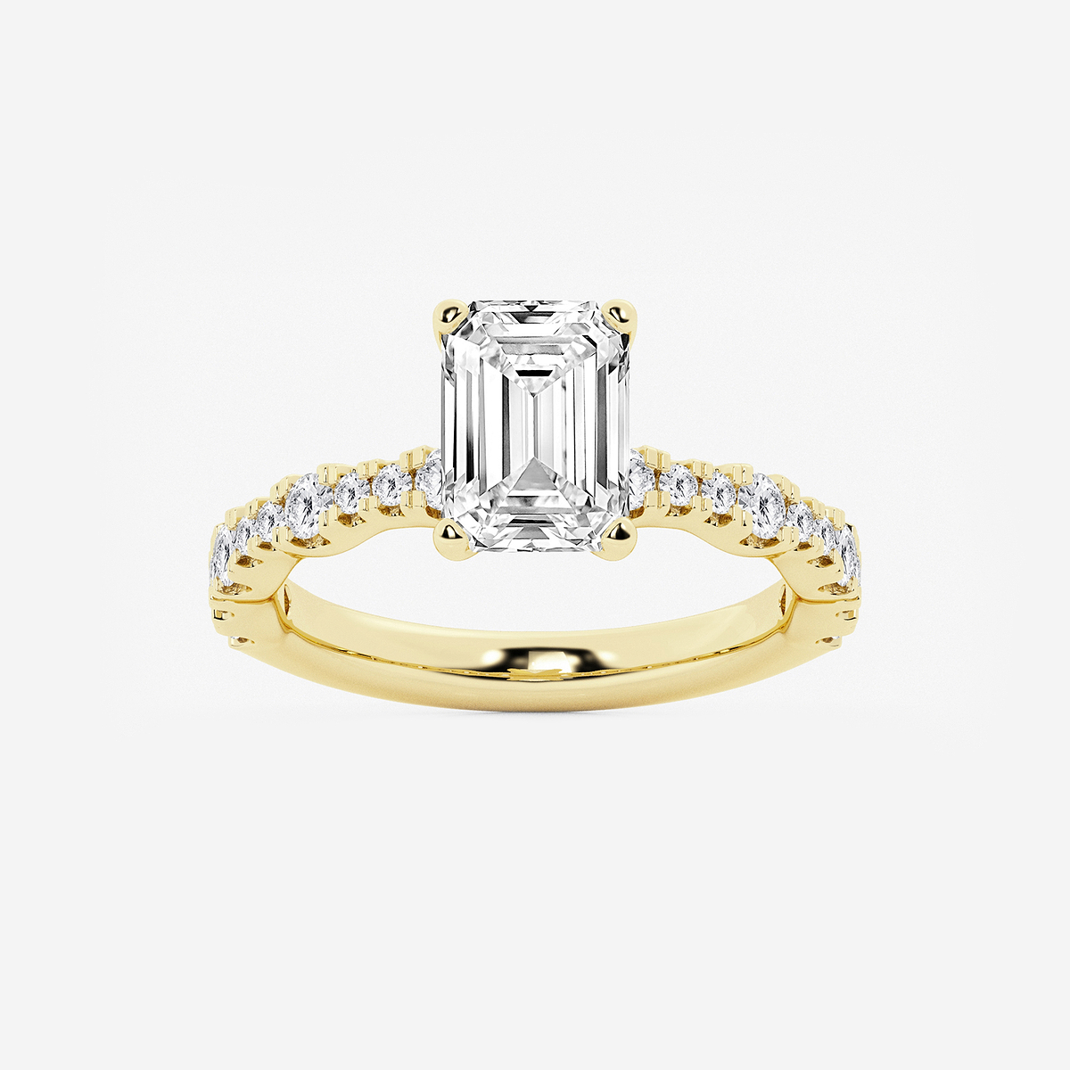3 ctw Emerald Lab Grown Diamond Station Engagement Ring