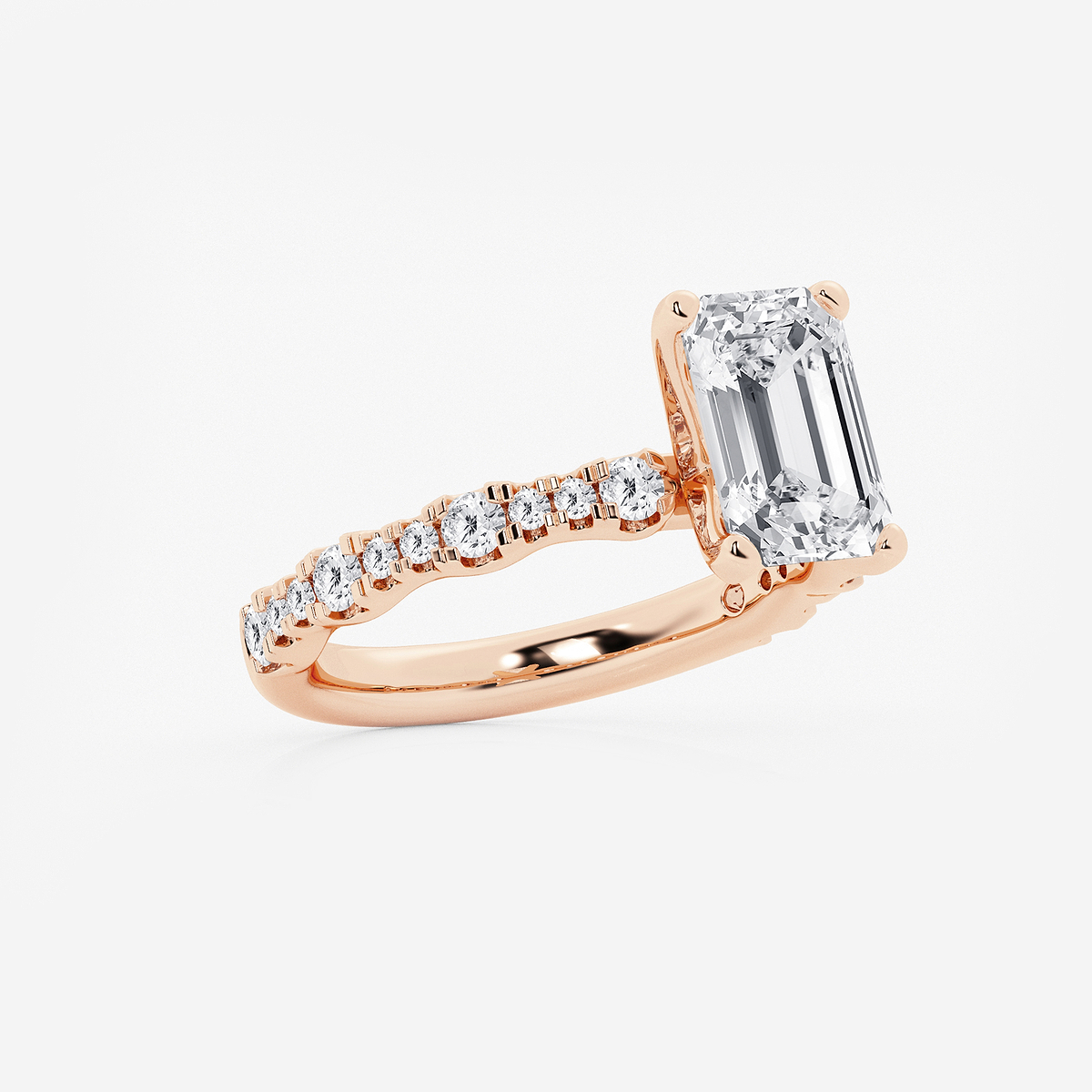 Additional Image 1 for  3 1/2 ctw Emerald Lab Grown Diamond Station Engagement Ring
