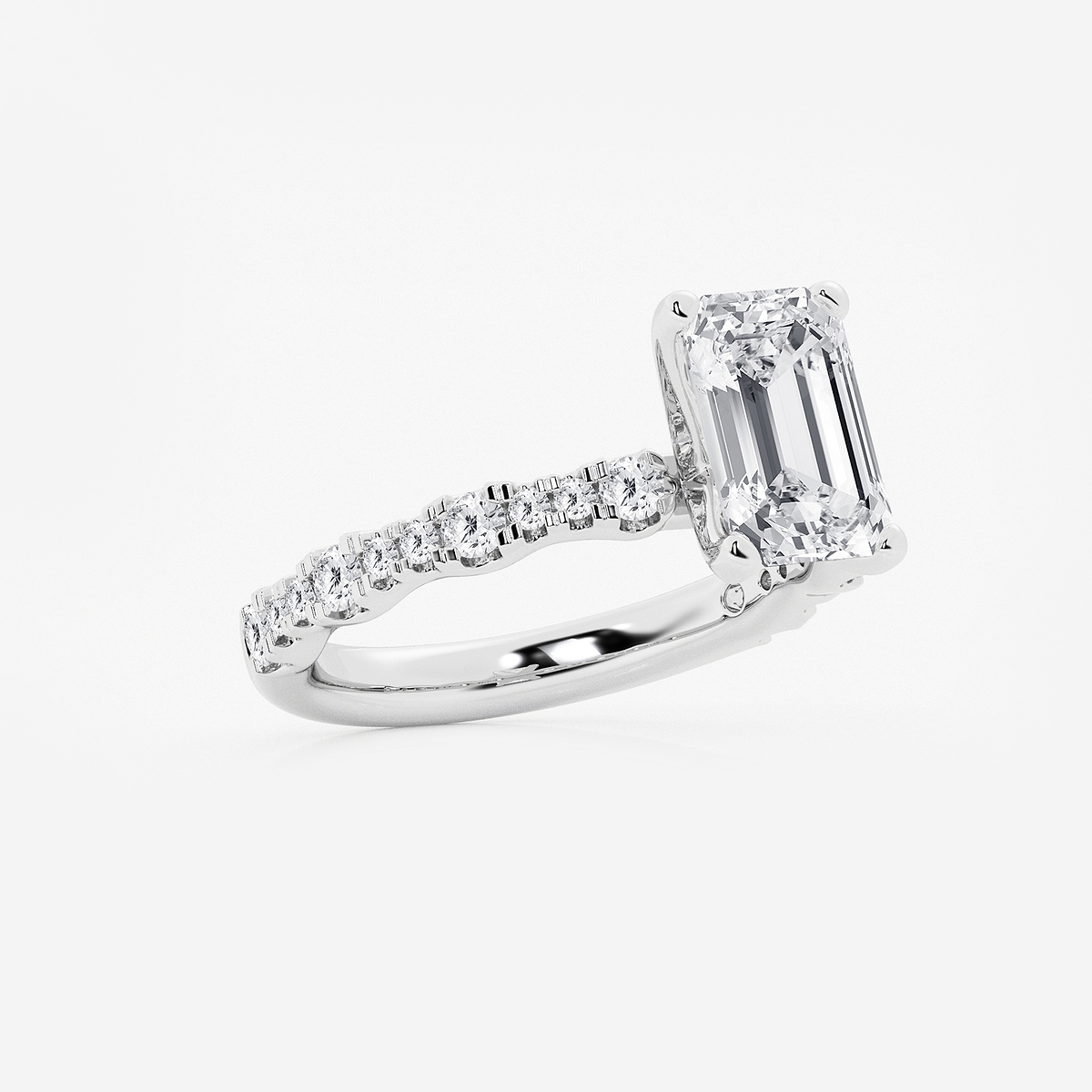 Additional Image 1 for  3 1/2 ctw Emerald Lab Grown Diamond Station Engagement Ring