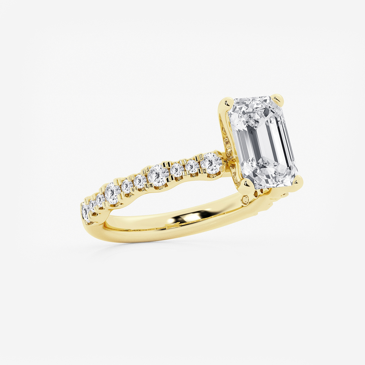Additional Image 1 for  3 1/2 ctw Emerald Lab Grown Diamond Station Engagement Ring