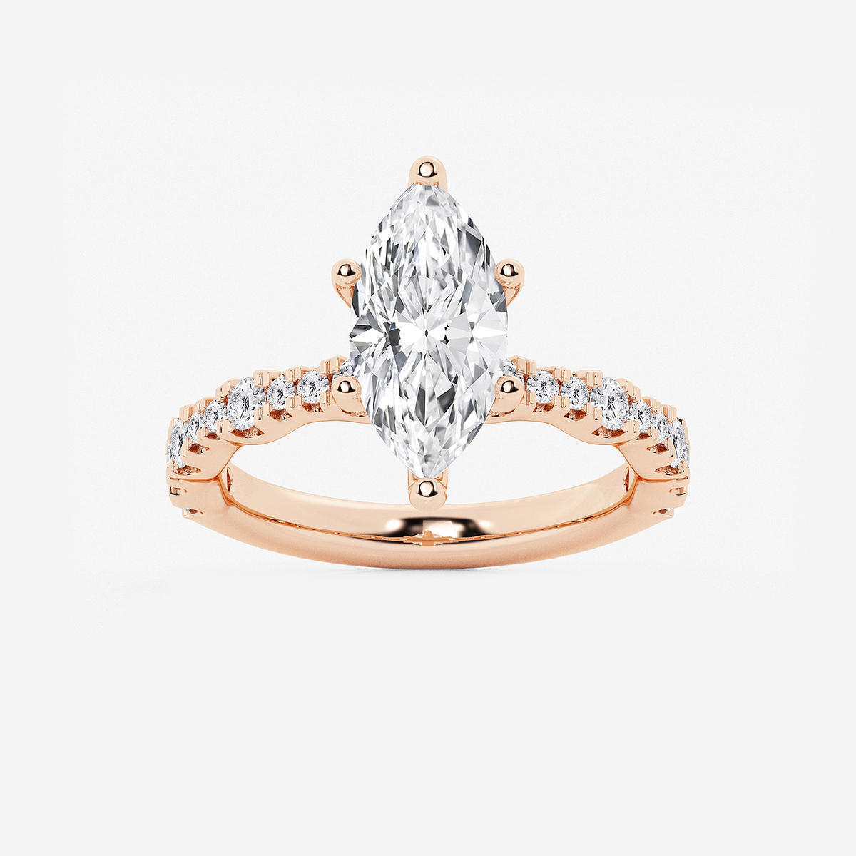 3 ctw Marquise Lab Grown Diamond Station Engagement Ring