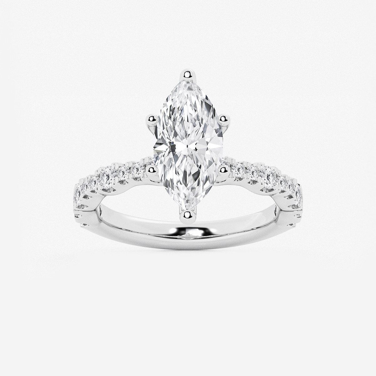 3 ctw Marquise Lab Grown Diamond Station Engagement Ring