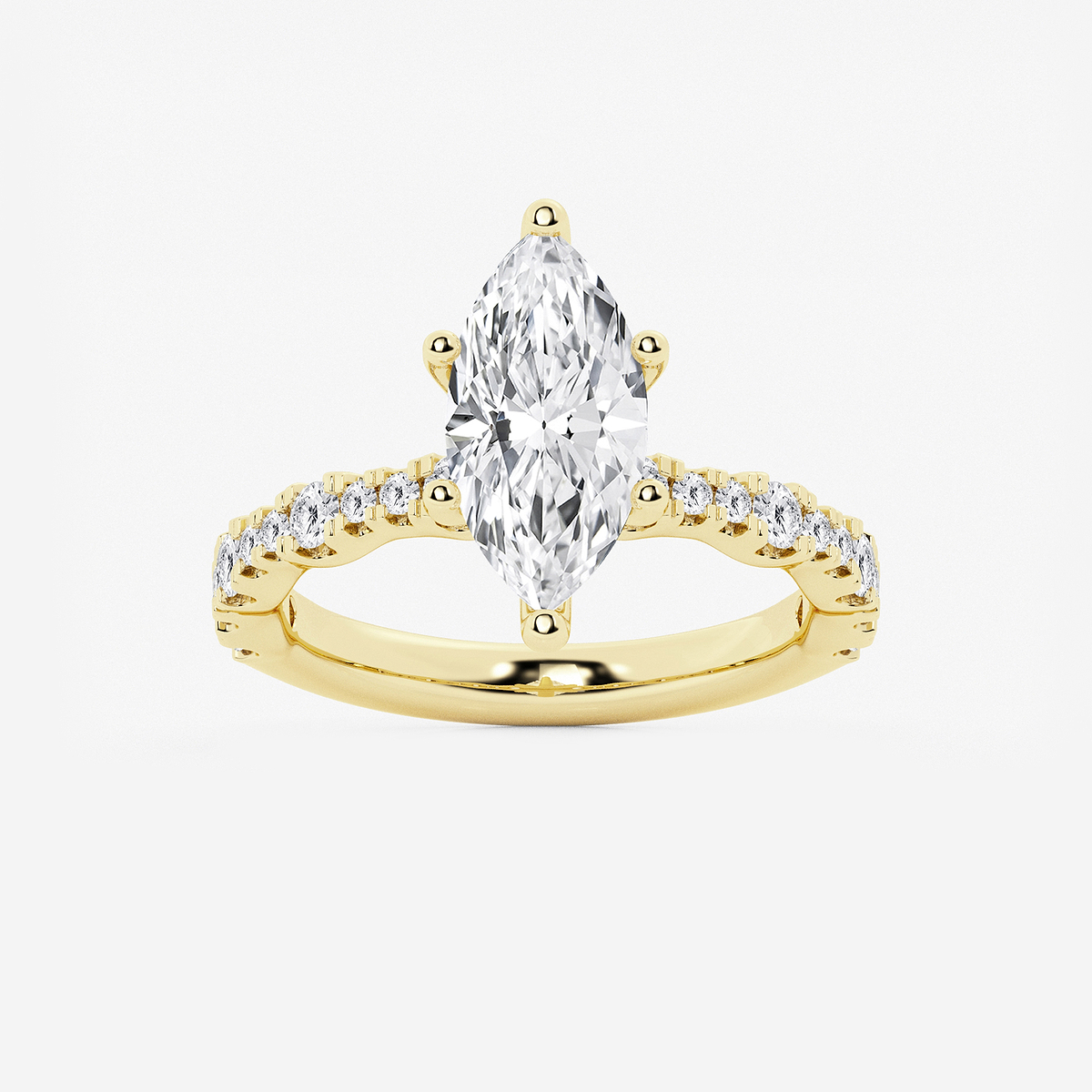 3 ctw Marquise Lab Grown Diamond Station Engagement Ring
