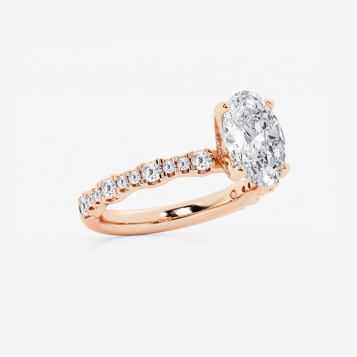 Additional Image 1 for  3 ctw Oval Lab Grown Diamond Station Engagement Ring