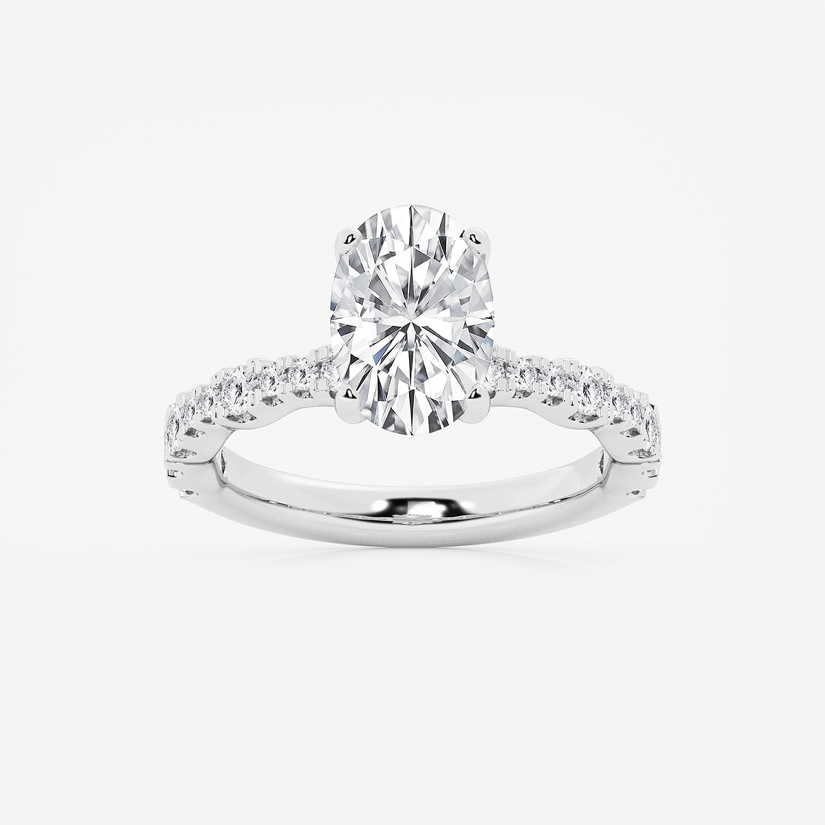 3 ctw Oval Lab Grown Diamond Station Engagement Ring