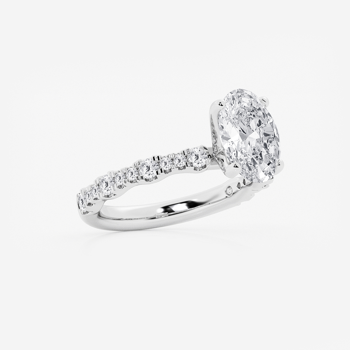 Additional Image 1 for  3 ctw Oval Lab Grown Diamond Station Engagement Ring