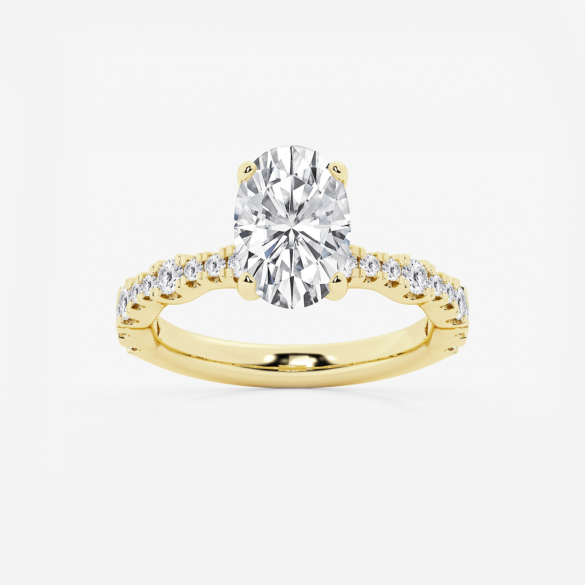 3 ctw Oval Lab Grown Diamond Station Engagement Ring