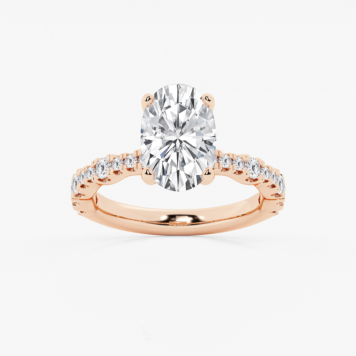 3 1/2 ctw Oval Lab Grown Diamond Station Engagement Ring