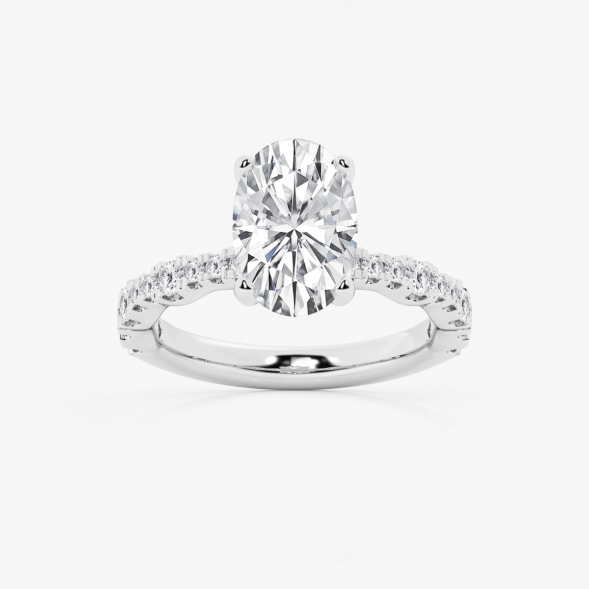 3 1/2 ctw Oval Lab Grown Diamond Station Engagement Ring