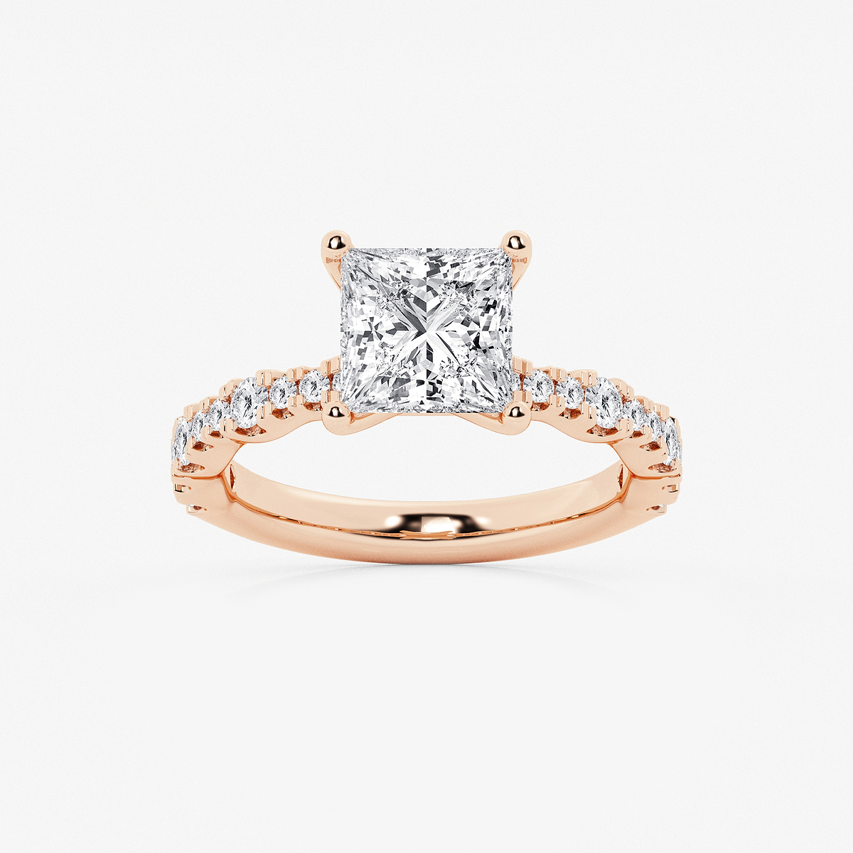 3 ctw Princess Lab Grown Diamond Station Engagement Ring