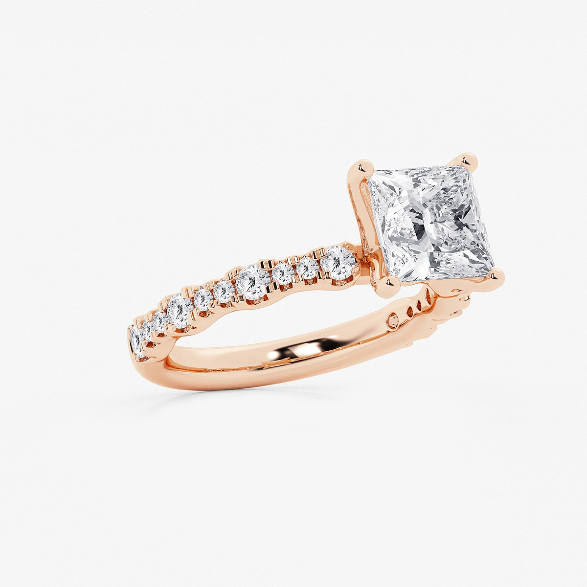 Additional Image 1 for  3 ctw Princess Lab Grown Diamond Station Engagement Ring