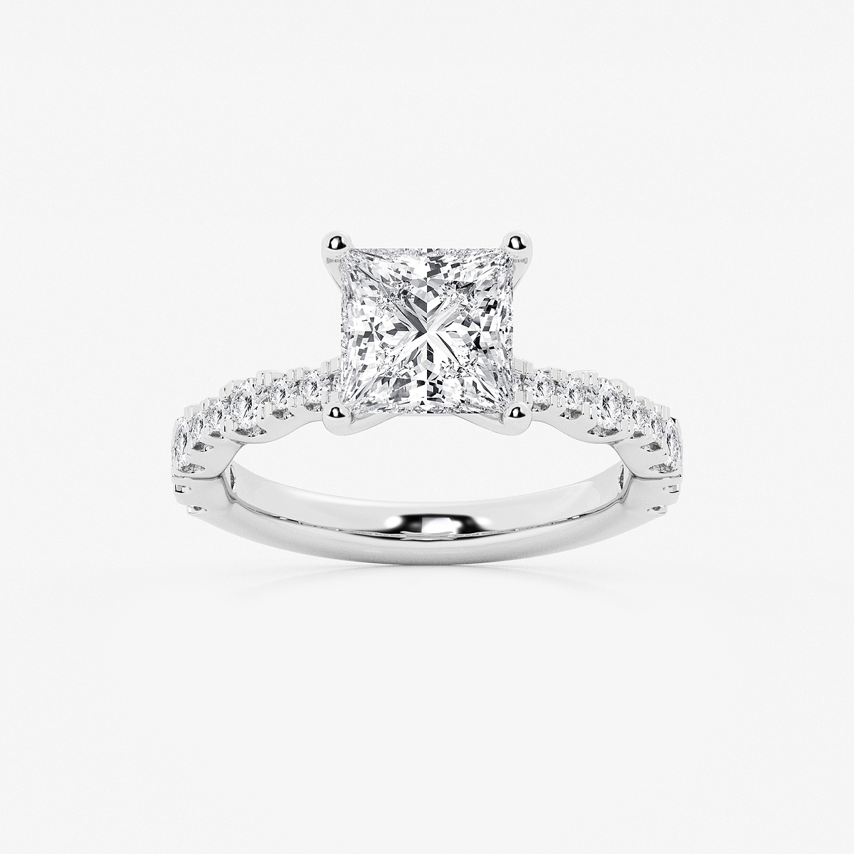 3 ctw Princess Lab Grown Diamond Station Engagement Ring