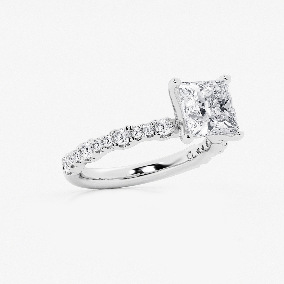 Additional Image 1 for  3 ctw Princess Lab Grown Diamond Station Engagement Ring