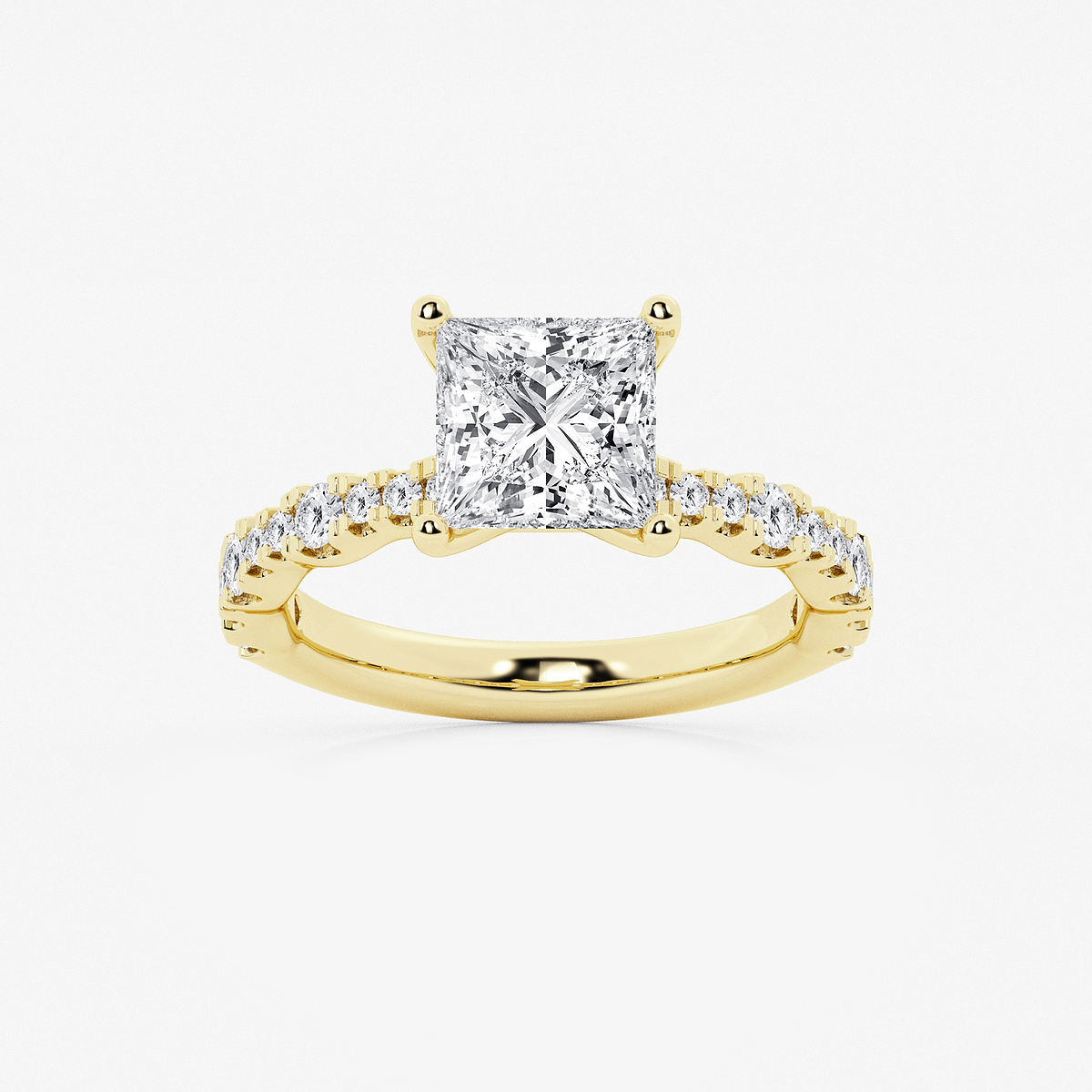 3 ctw Princess Lab Grown Diamond Station Engagement Ring