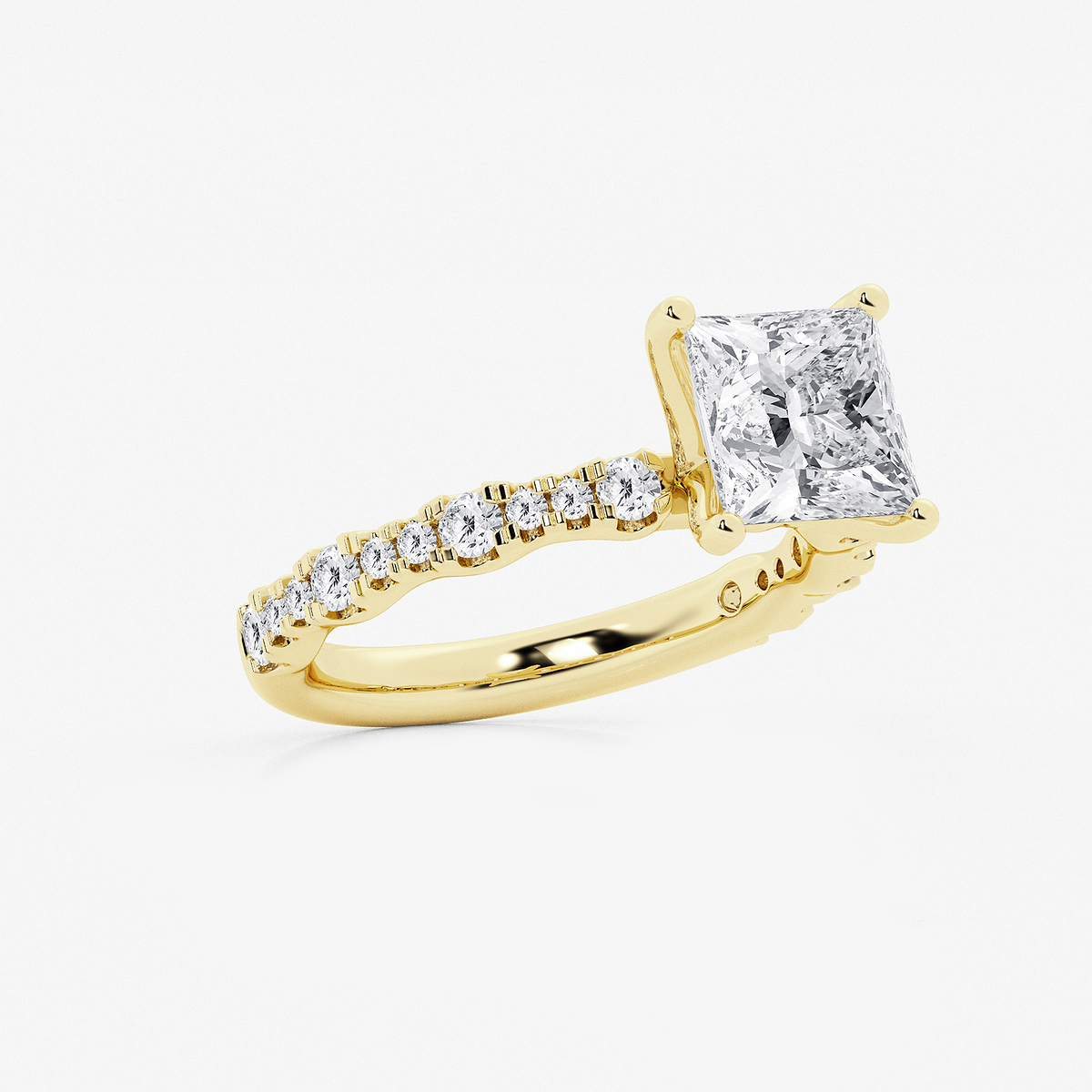 Additional Image 1 for  3 ctw Princess Lab Grown Diamond Station Engagement Ring