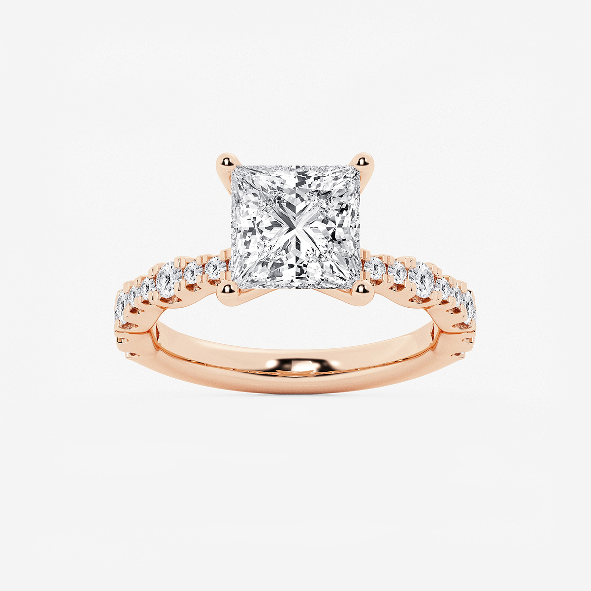 3 1/2 ctw Princess Lab Grown Diamond Station Engagement Ring