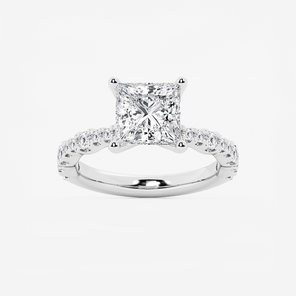 3 1/2 ctw Princess Lab Grown Diamond Station Engagement Ring