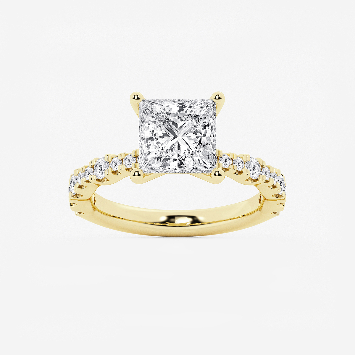 3 1/2 ctw Princess Lab Grown Diamond Station Engagement Ring