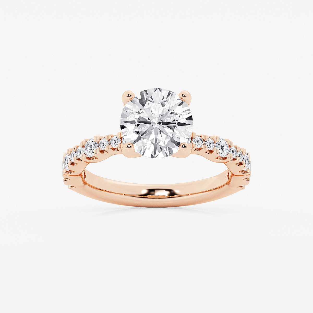 3 ctw Round Lab Grown Diamond Station Engagement Ring