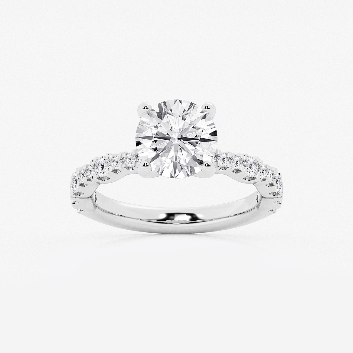 3 ctw Round Lab Grown Diamond Station Engagement Ring