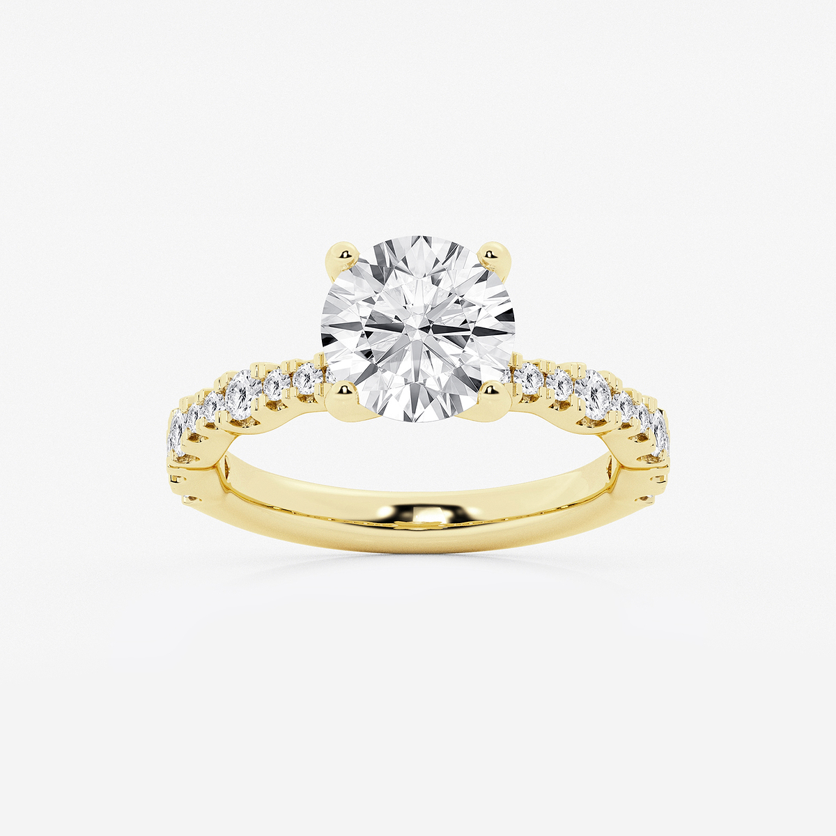 3 ctw Round Lab Grown Diamond Station Engagement Ring