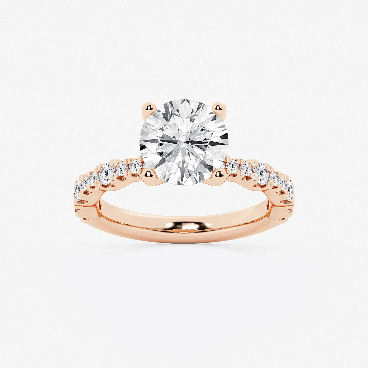 3 1/2 ctw Round Lab Grown Diamond Station Engagement Ring