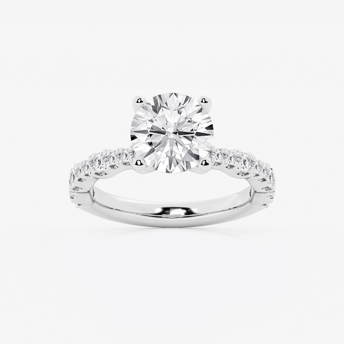 3 1/2 ctw Round Lab Grown Diamond Station Engagement Ring